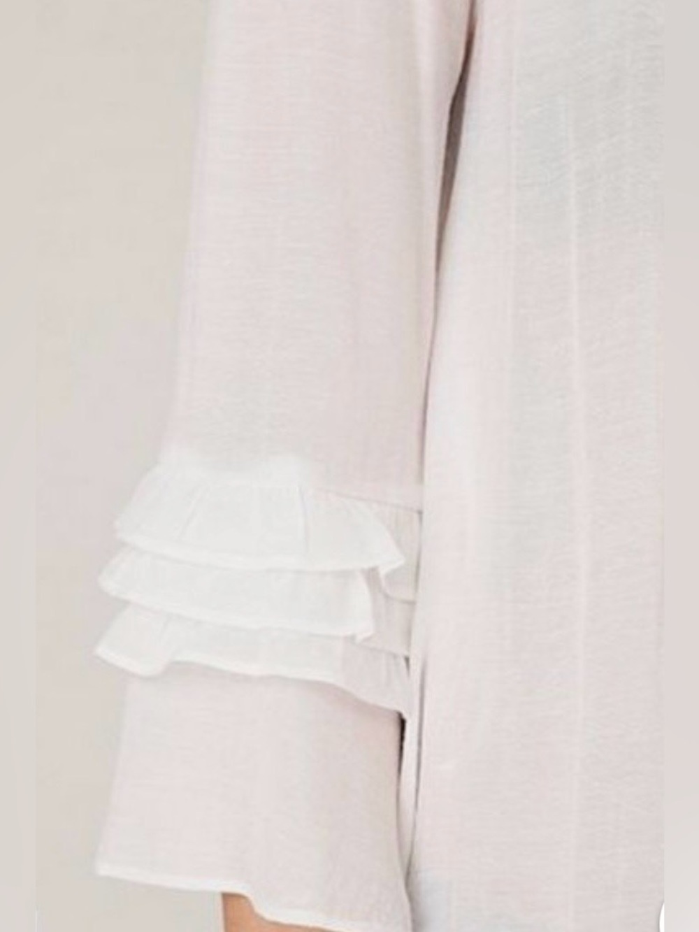 Free People sheer button-down features delicate lace trim and ruffle sleeves - Picture 10 of 11